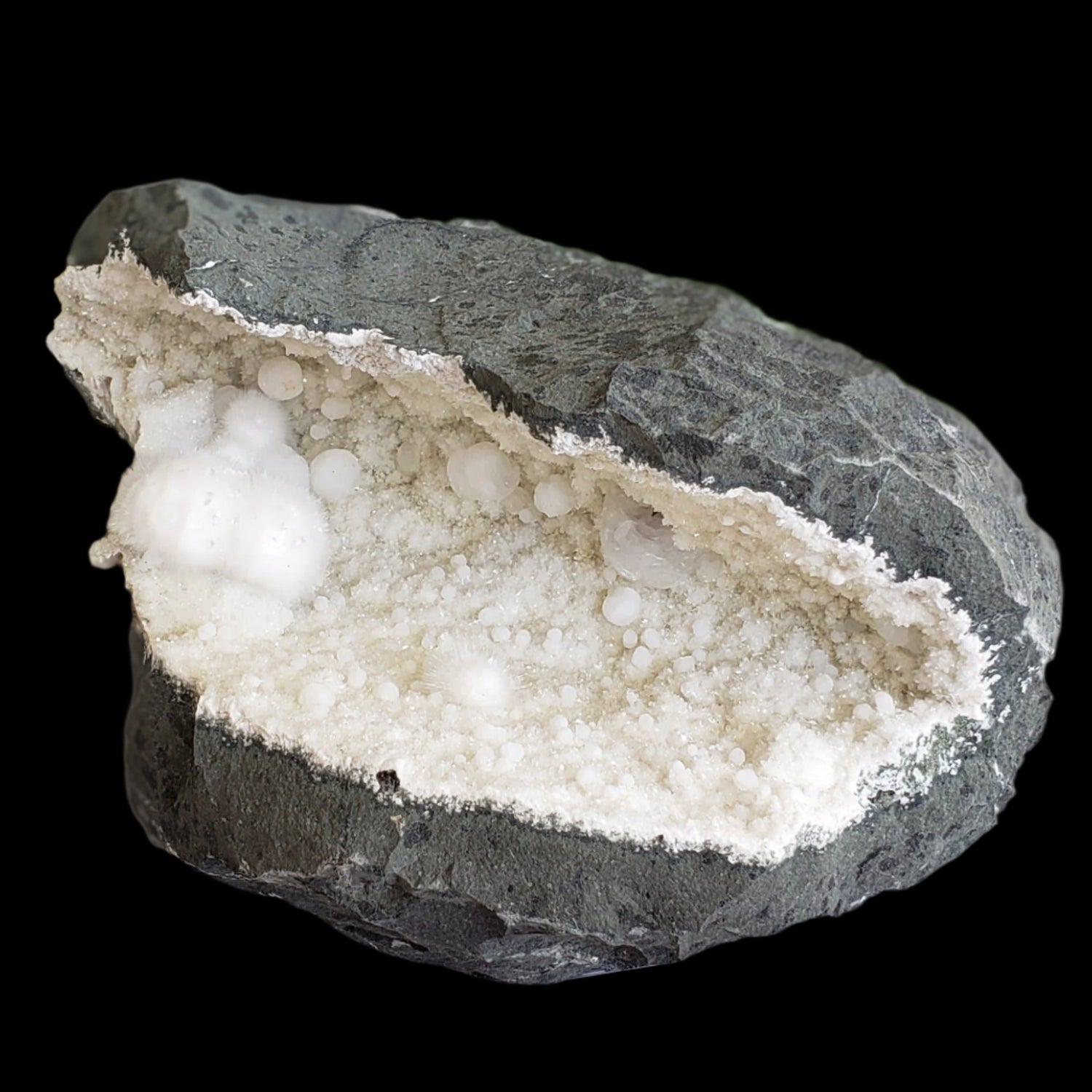  Okenite and Gyrolite on Quartz and Prehnite in Geode | 3.78 Kg | Dindoshi, India 