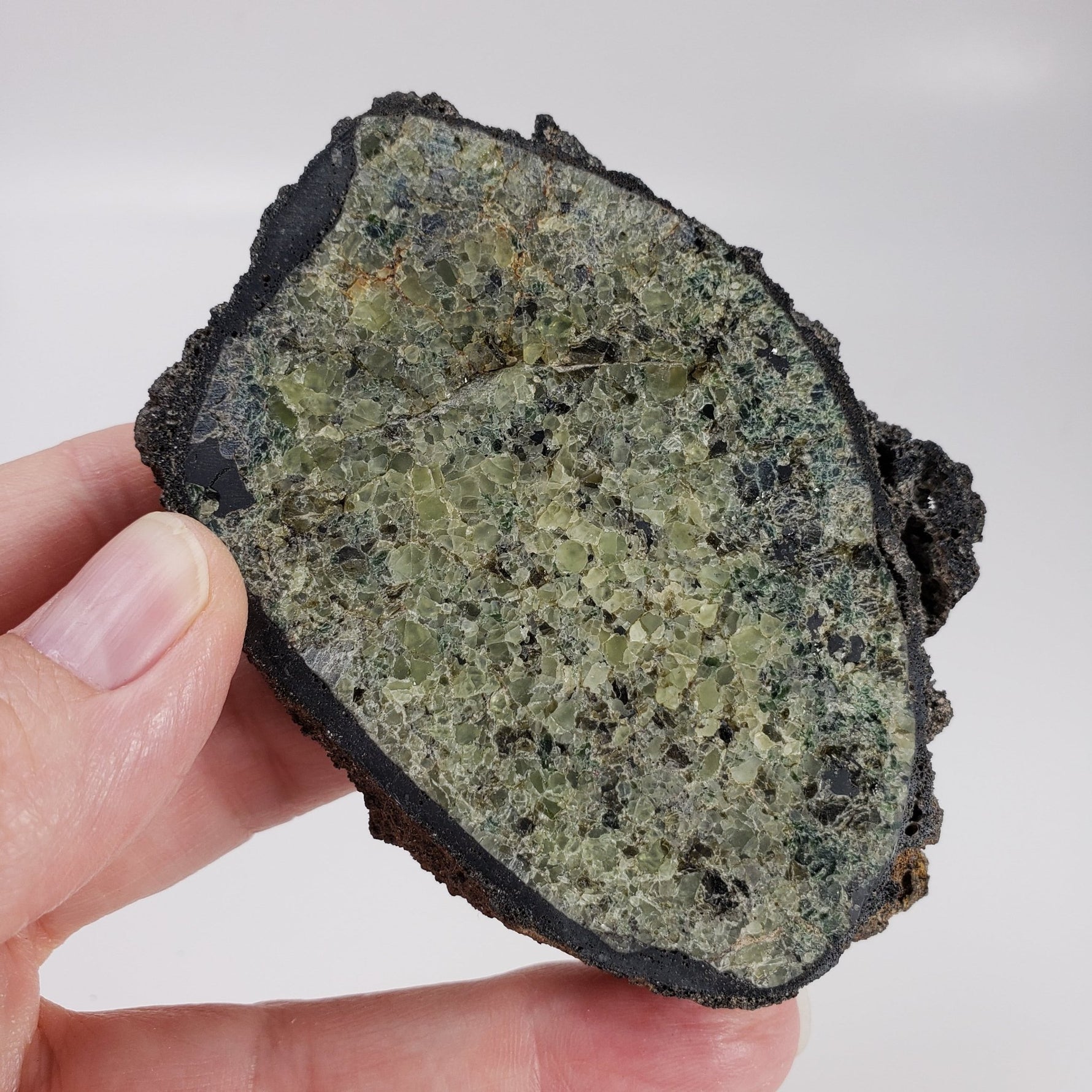  Olivine Volcanic Bomb | Lava Rock Crystal | 174.3 gr Slice | Mt Shadwell Volcano, Australia | SO24 4