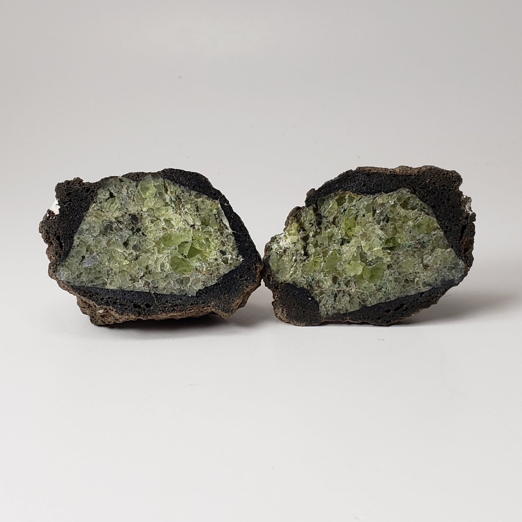  Olivine Volcanic Bomb Matching Halves | Lava Coated Crystal | 58.6 gr, | Mortlake, Victoria, Australia | SO24 