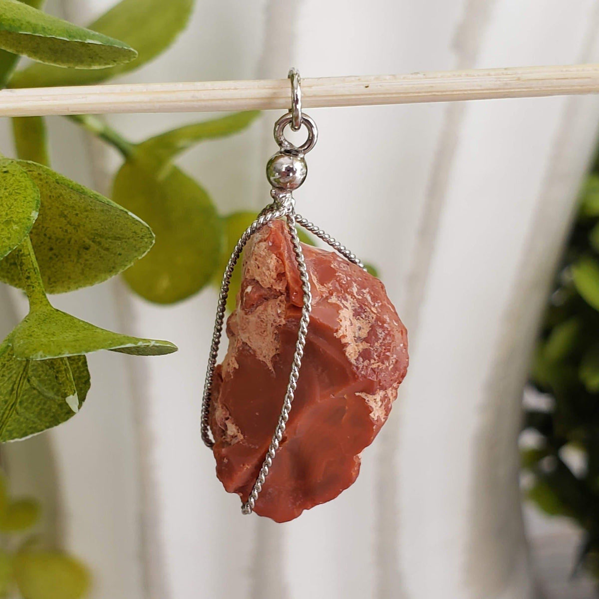  Opal Pendant | 925 Silver Wire Wrapped Pendant | Natural Orange Opal | Brazil 