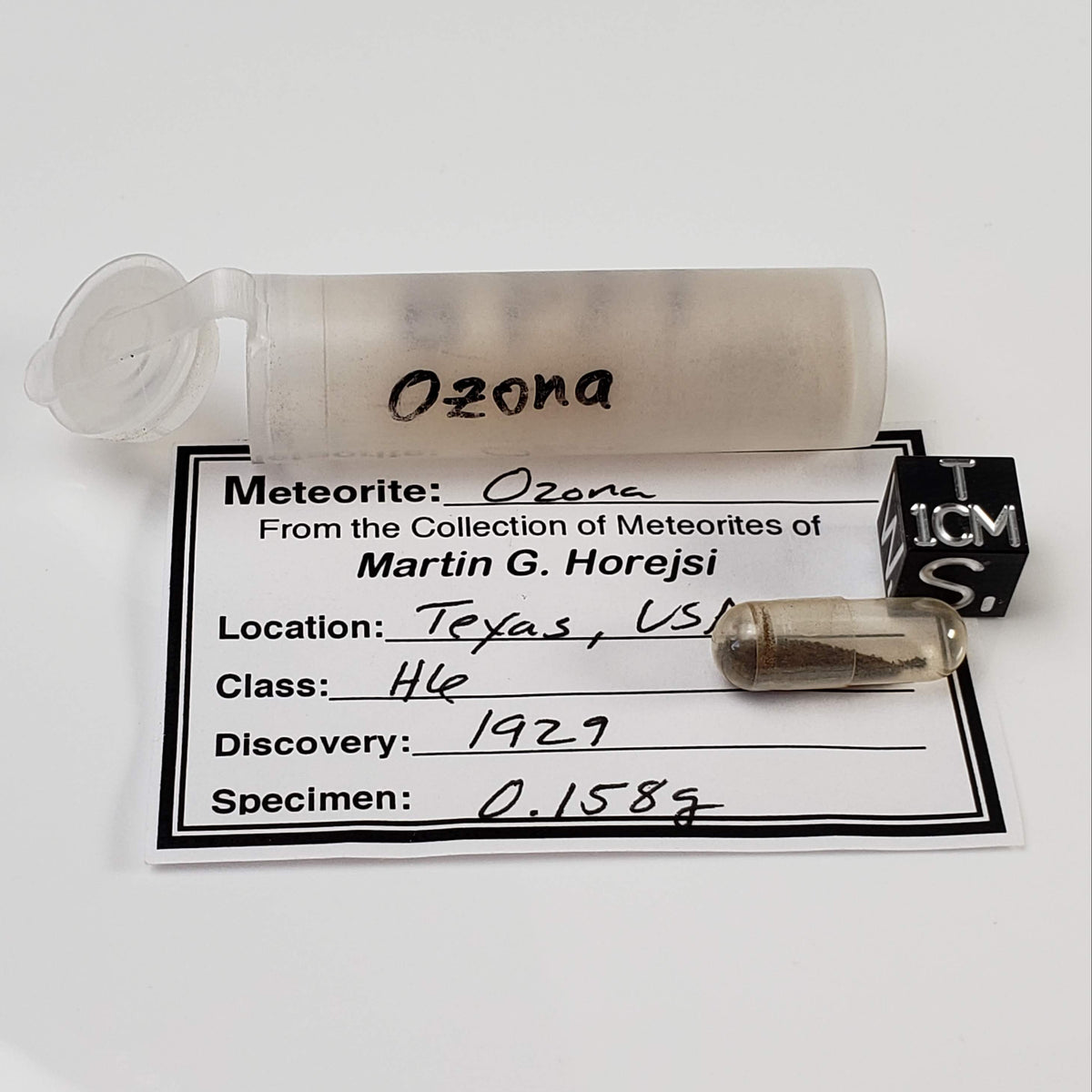 Ozona Meteorite | 0.158 Gr | Laboratory Vial | 1929 Rare H6 Chondrite | Texas, USA 0