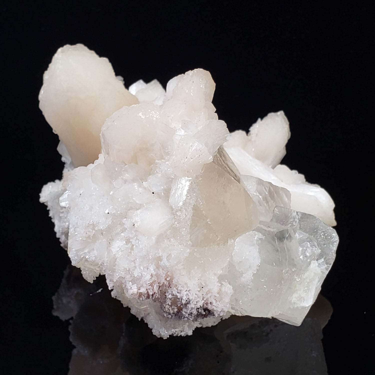  Pink Stilbite with Calcite on Druse | 665 gr | Jalgaon, India 1