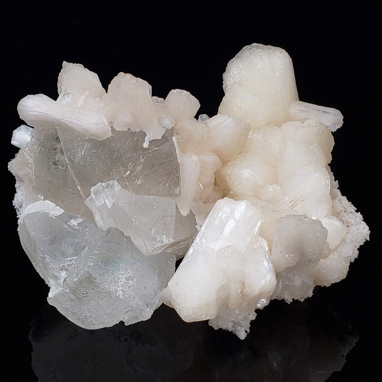  Pink Stilbite with Calcite on Druse | 665 gr | Jalgaon, India 