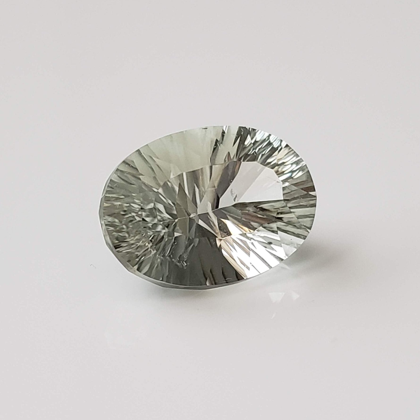  Prasiolite | Green Amethyst | Oval Concave Cut | Light Green | 14x10mm 5.7ct 2