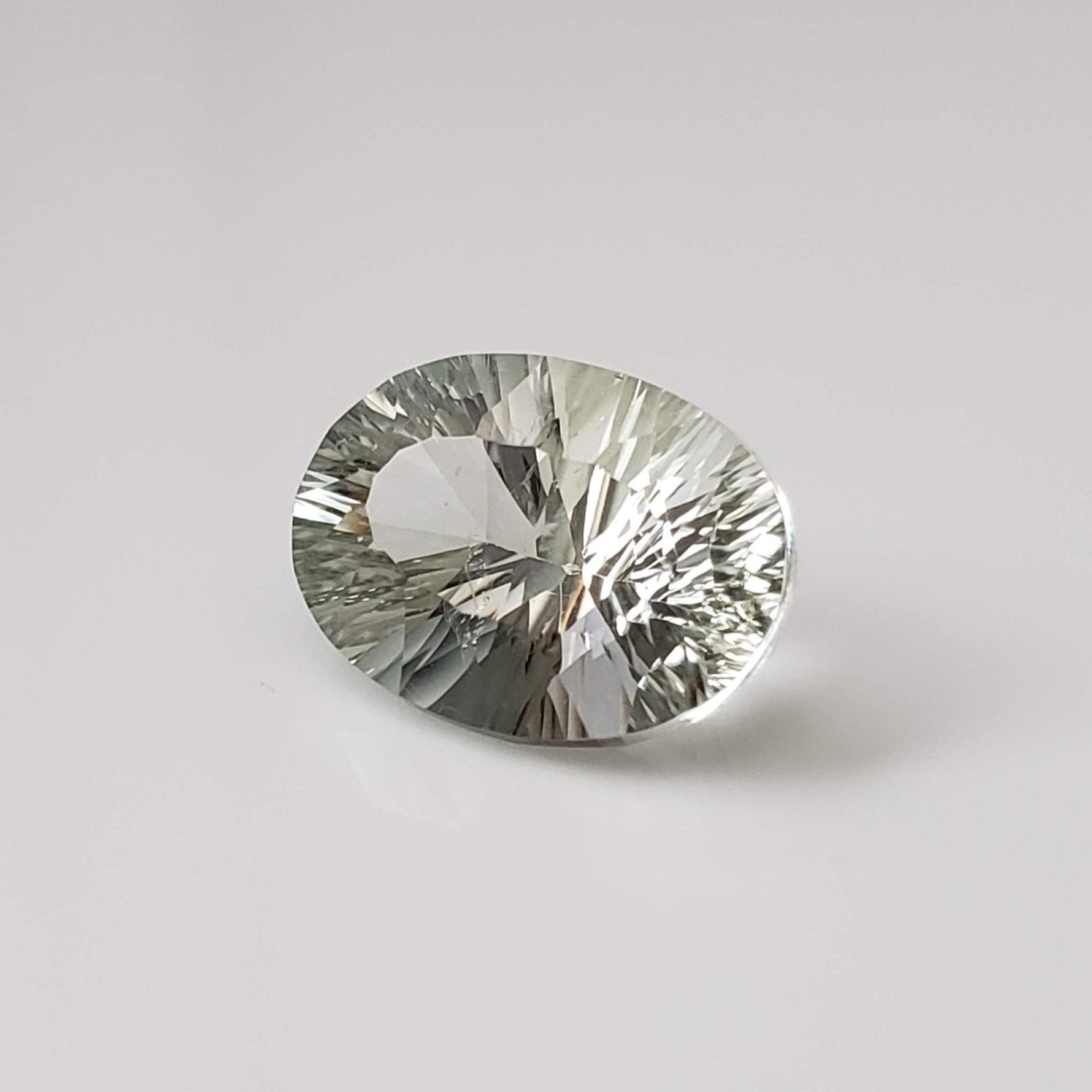  Prasiolite | Green Amethyst | Oval Concave Cut | Light Green | 14x10mm 5.7ct 3