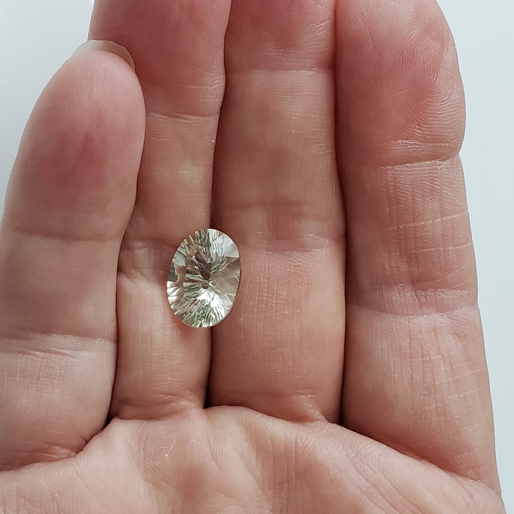 Prasiolite | Green Amethyst | Oval Concave Cut | Light Green | 14x10mm 5.7ct 7