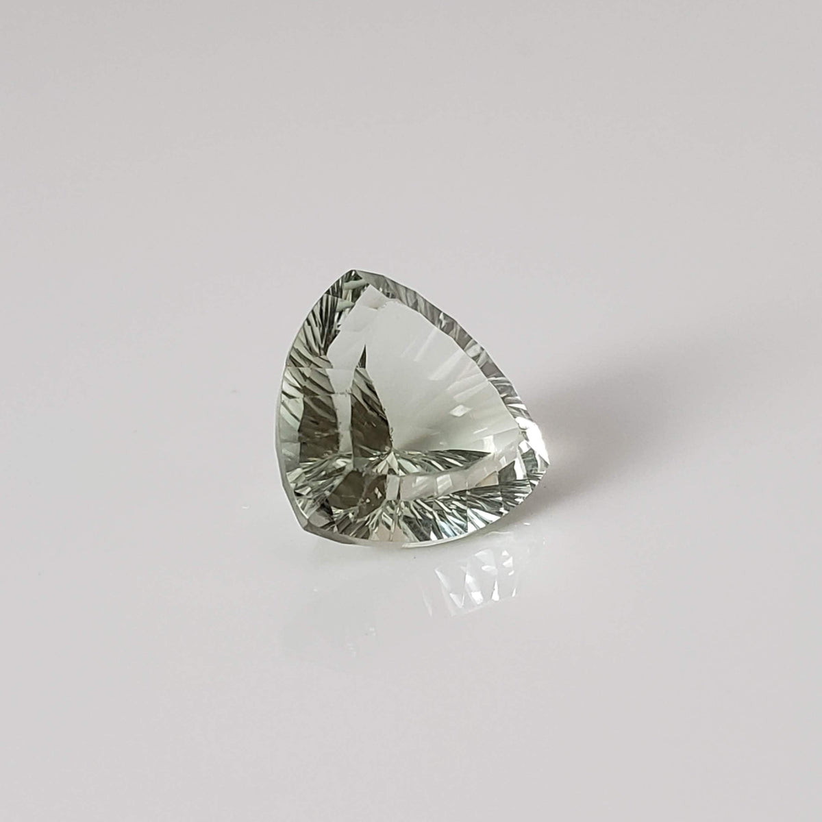 Prasiolite | Green Amethyst | Trilliant Concave Cut | Light Green | 12mm 5.4ct 1