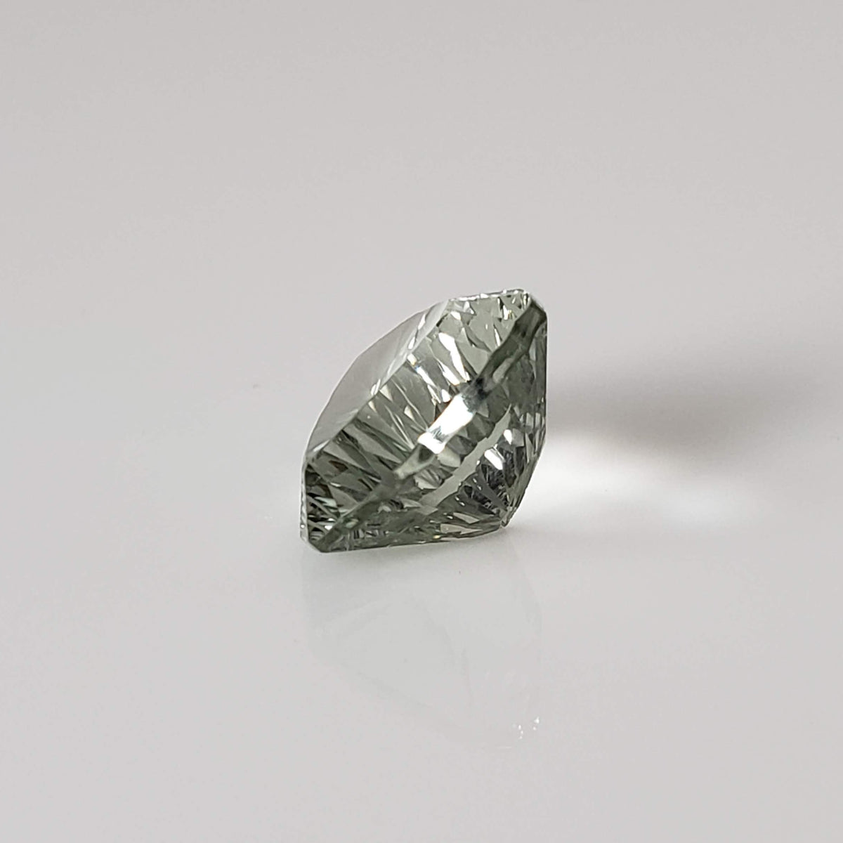  Prasiolite | Green Amethyst | Trilliant Concave Cut | Light Green | 12mm 5.4ct 5