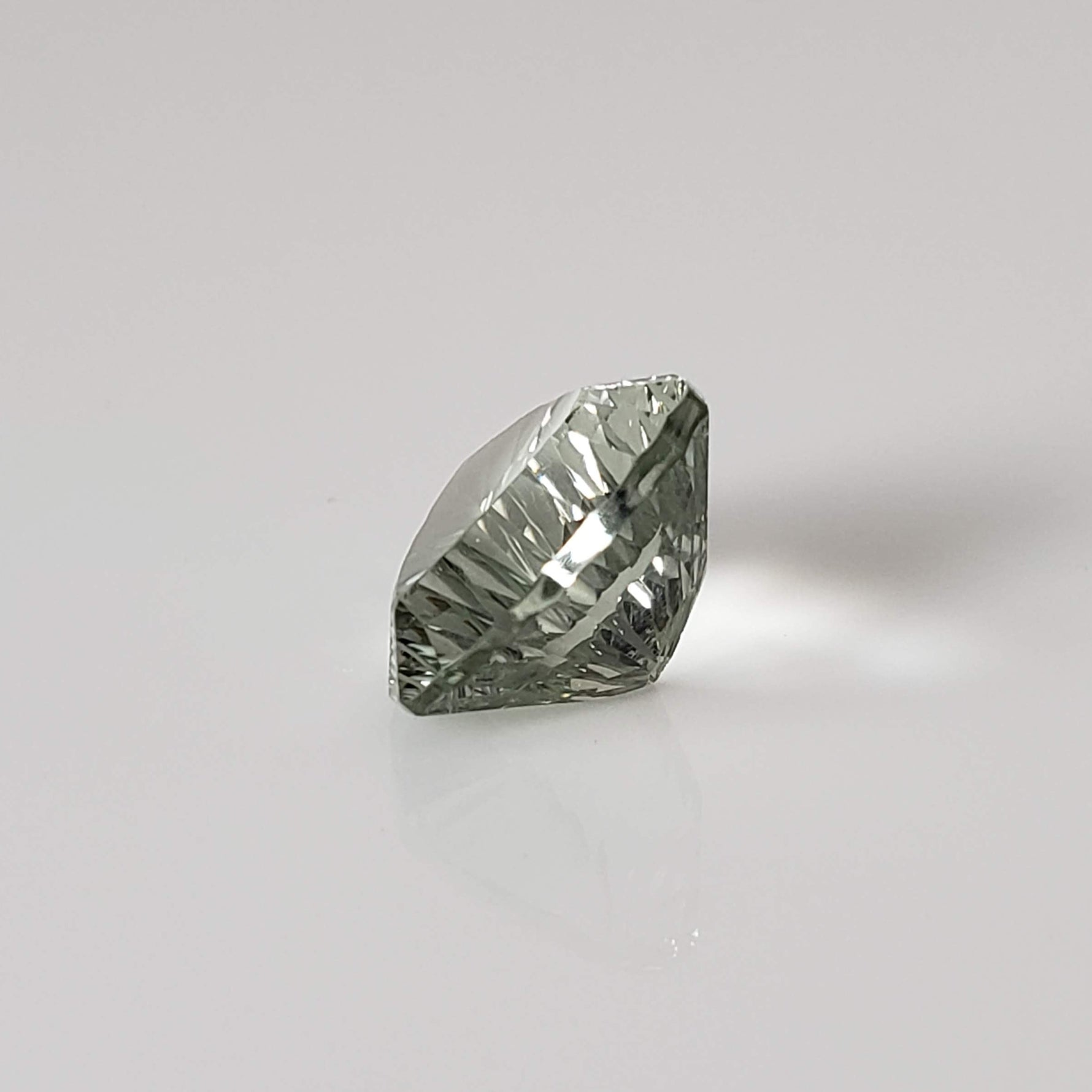  Prasiolite | Green Amethyst | Trilliant Concave Cut | Light Green | 12mm 5.4ct 5