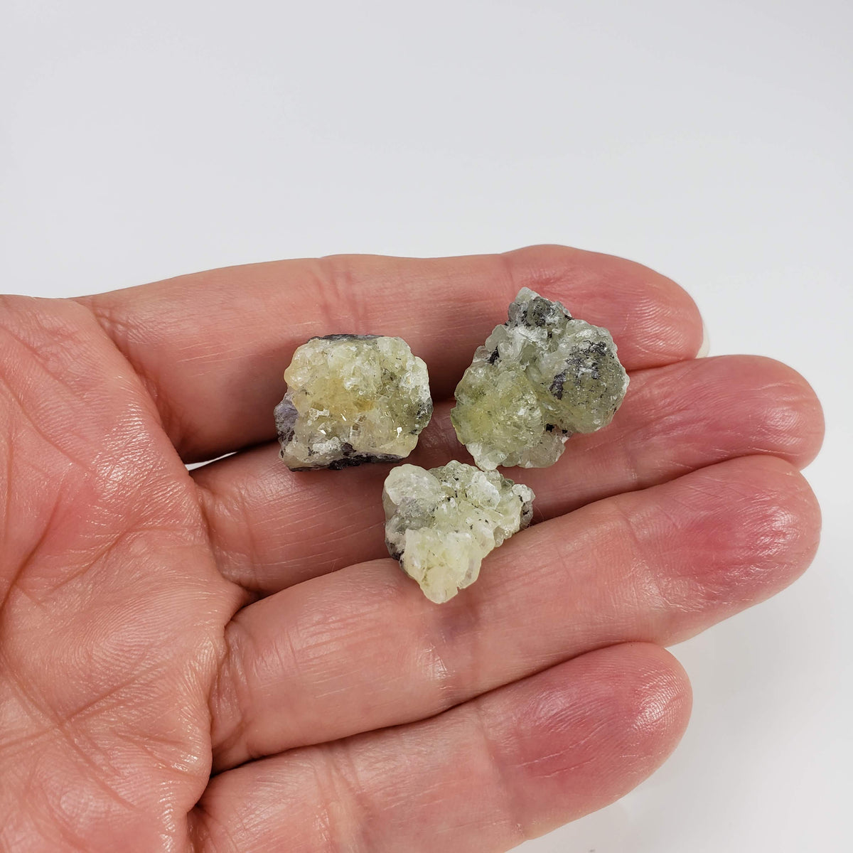 Prehnite and Graphite Clusters | 3 Piece Lot | Raw Prehnite | 13.4 grams | Tanzania 8