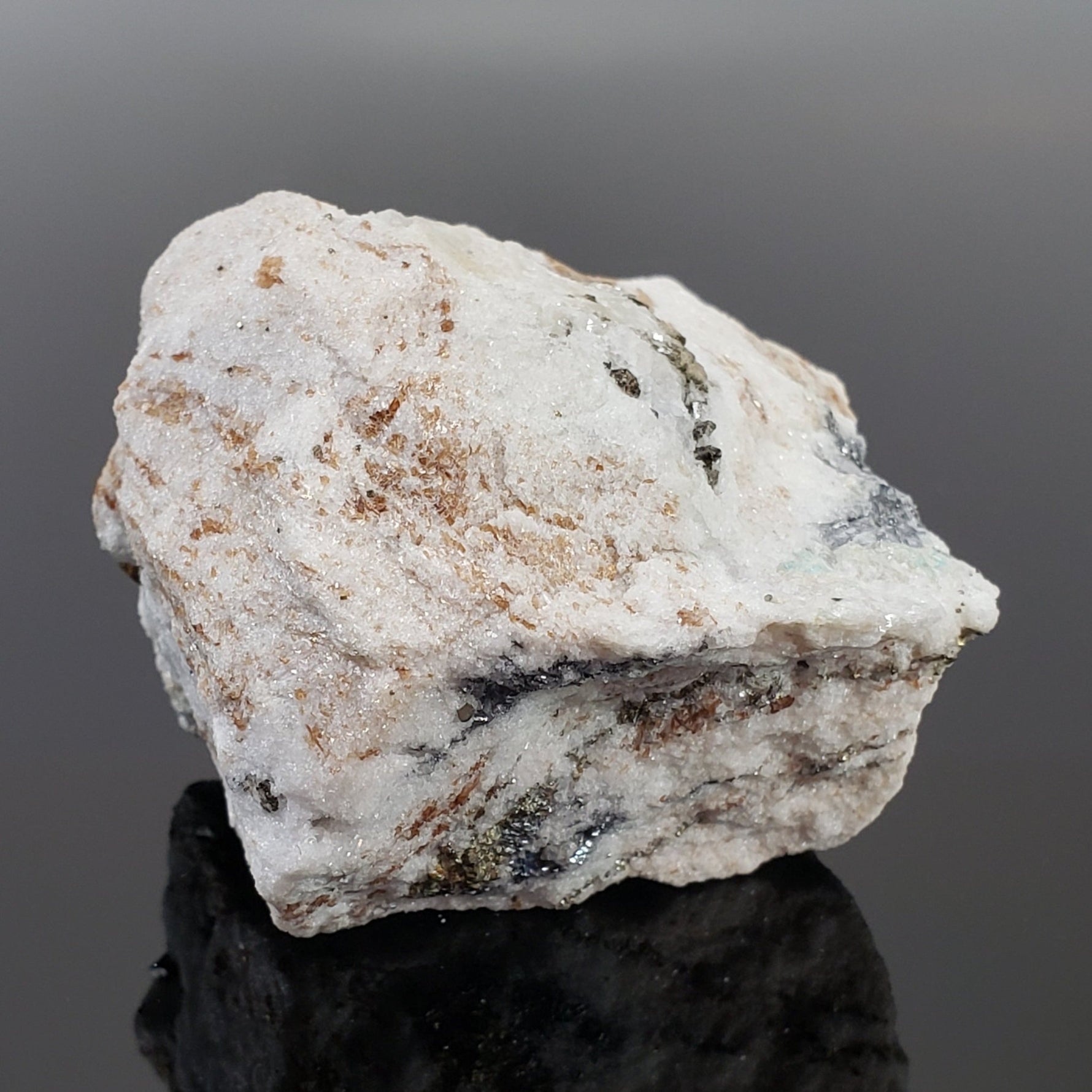  Pyrite, Dravite and Oellacherite on Dolomite | 85 grams | Binn Valley, Switzerland 4