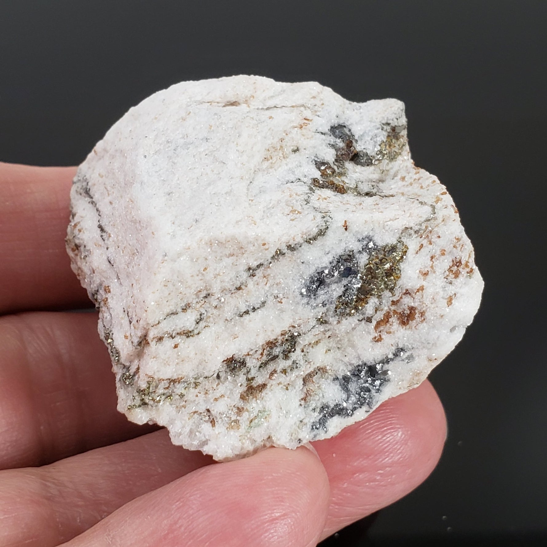  Pyrite, Dravite and Oellacherite on Dolomite | 85 grams | Binn Valley, Switzerland 7