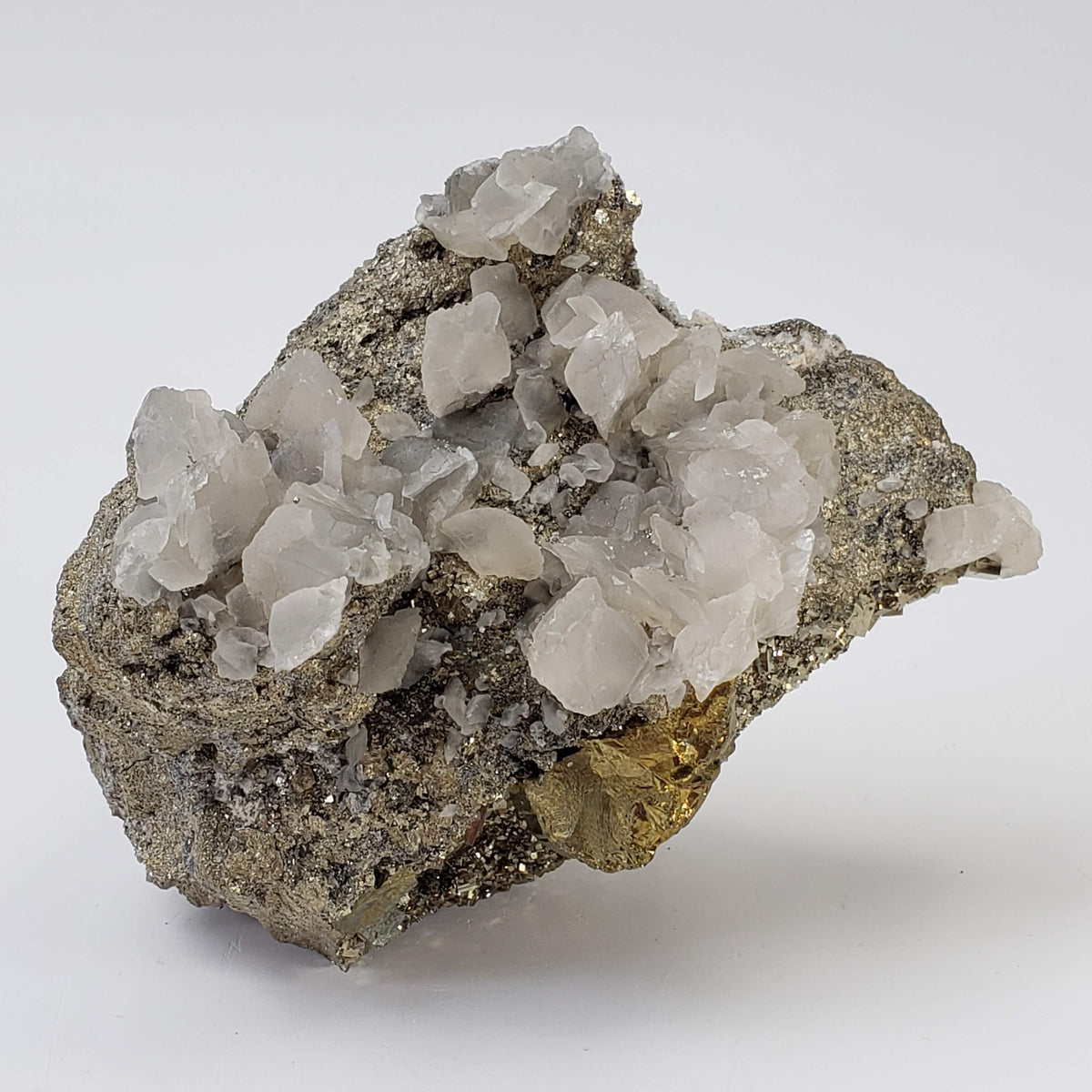  Pyrite Interlocking with Calcite | 865 gr | Huaron Mine, Peru 2