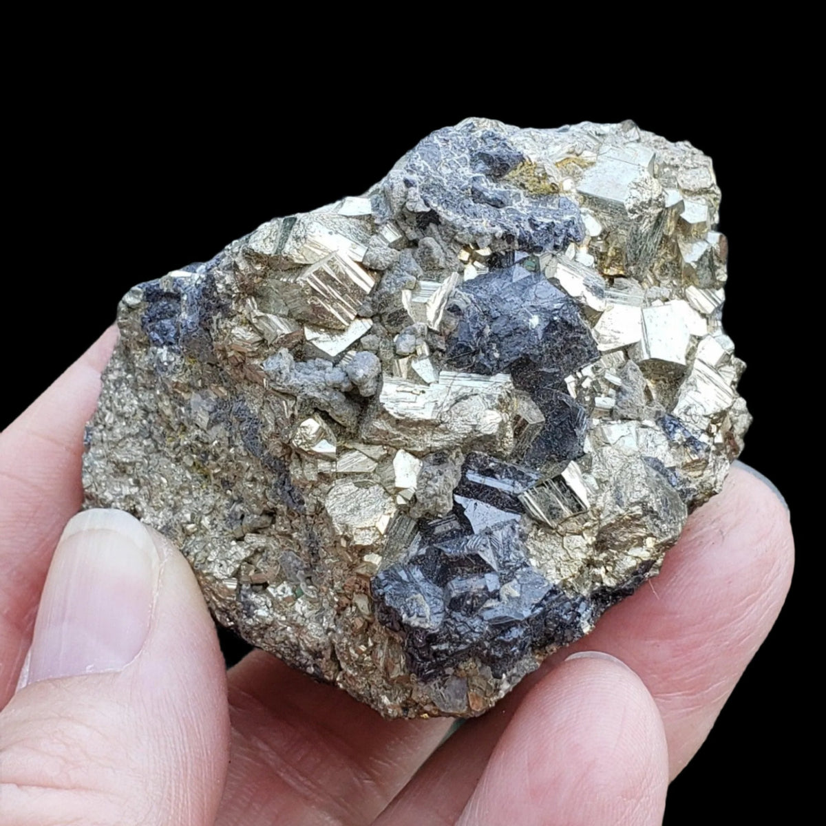  Pyrite on Marmatite Crystal Cluster | 248 grams | Eagle X Mine, Colorado Classic 