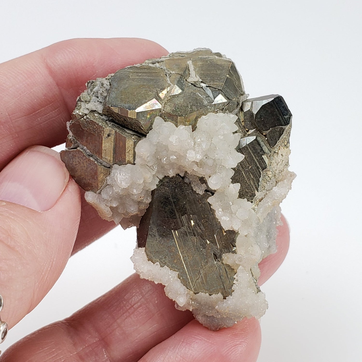  Pyrite with Calcite Crystal Cluster | 60.2 Grams | Pasto Bueno, Ancash Peru 