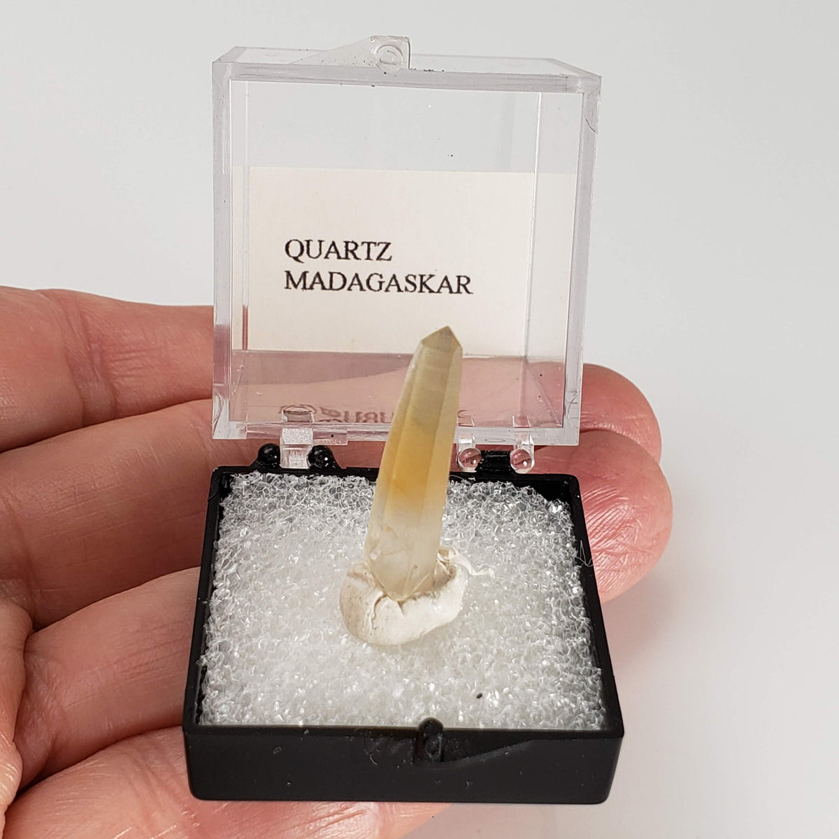 Quartz Crystal | Bicolor Yellow-White | Perky Box Thumbnail Specimen | Madagascar 5