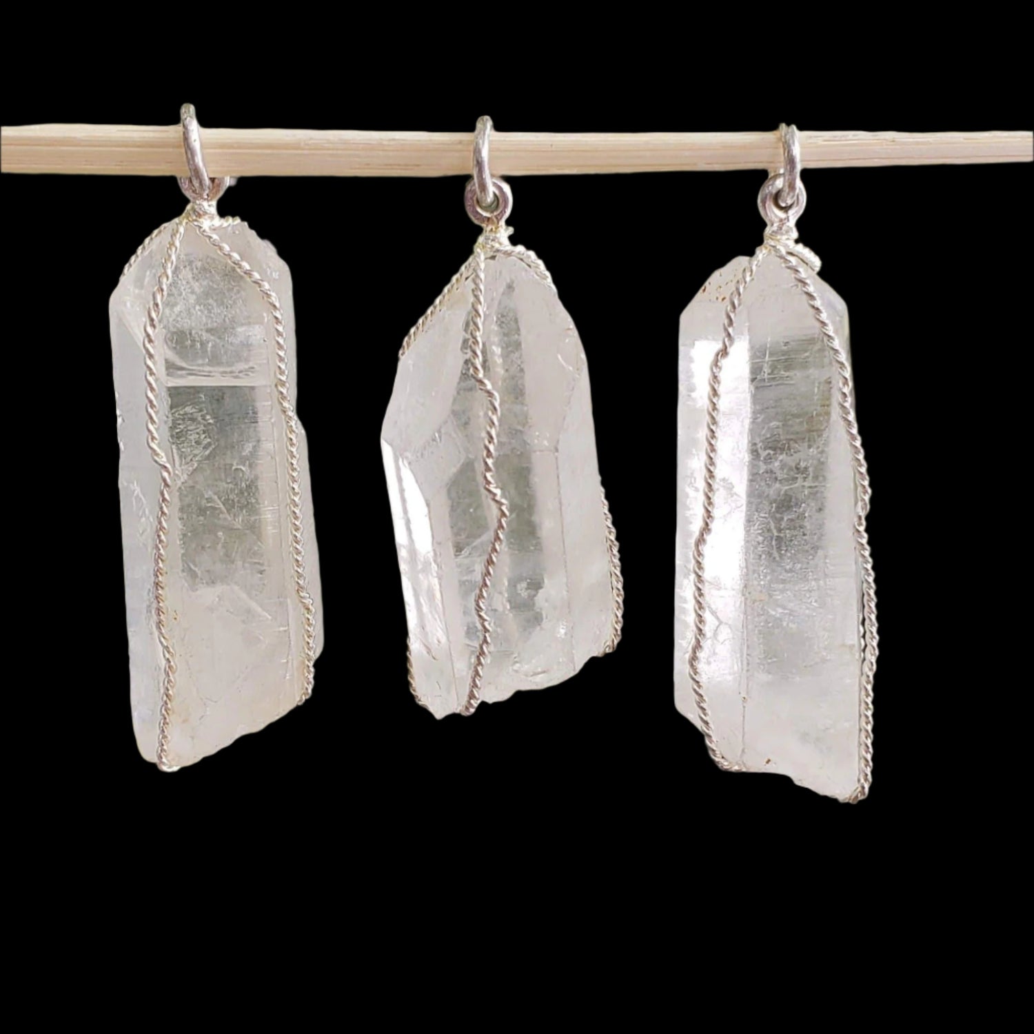  Quartz Pendant | 925 Silver Wire Wrapped Pendant | Natural Clear Quartz Point 
