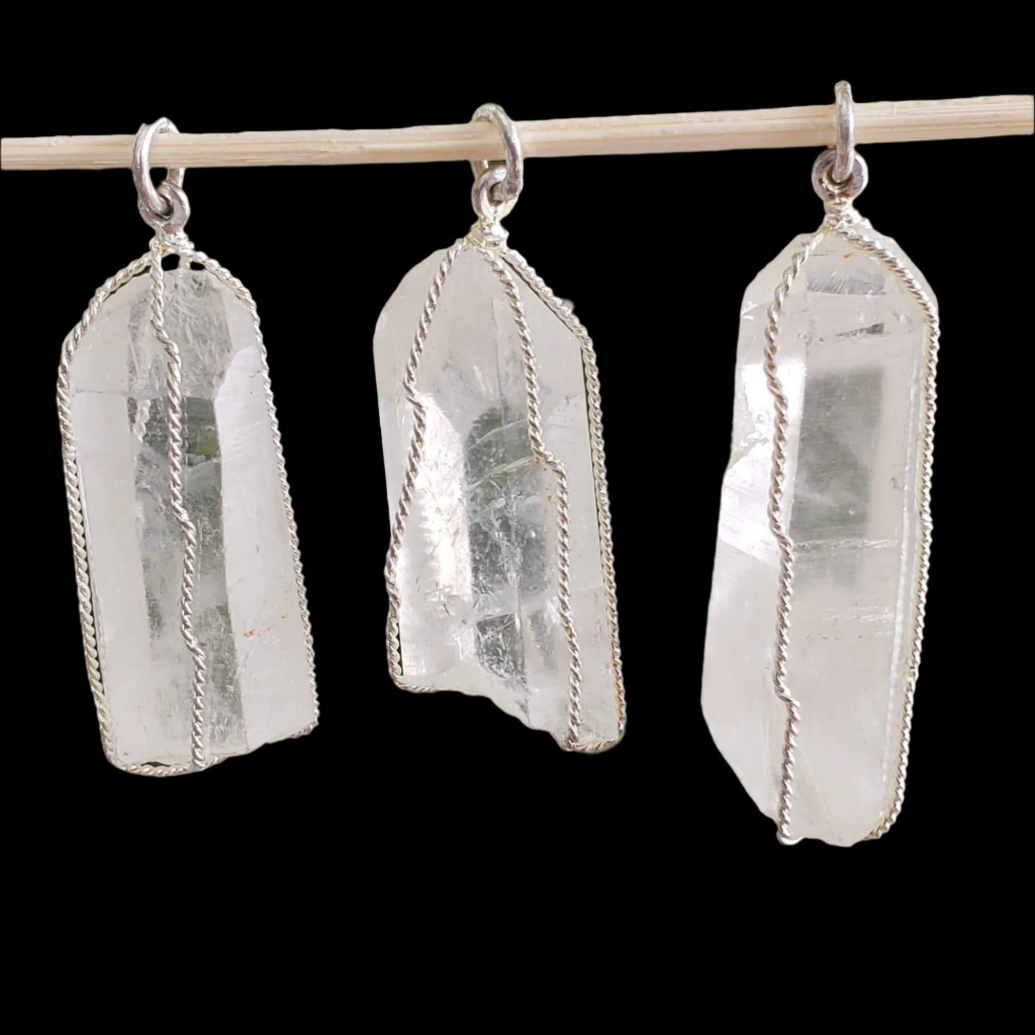  Quartz Pendant | 925 Silver Wire Wrapped Pendant | Natural Clear Quartz Point 1