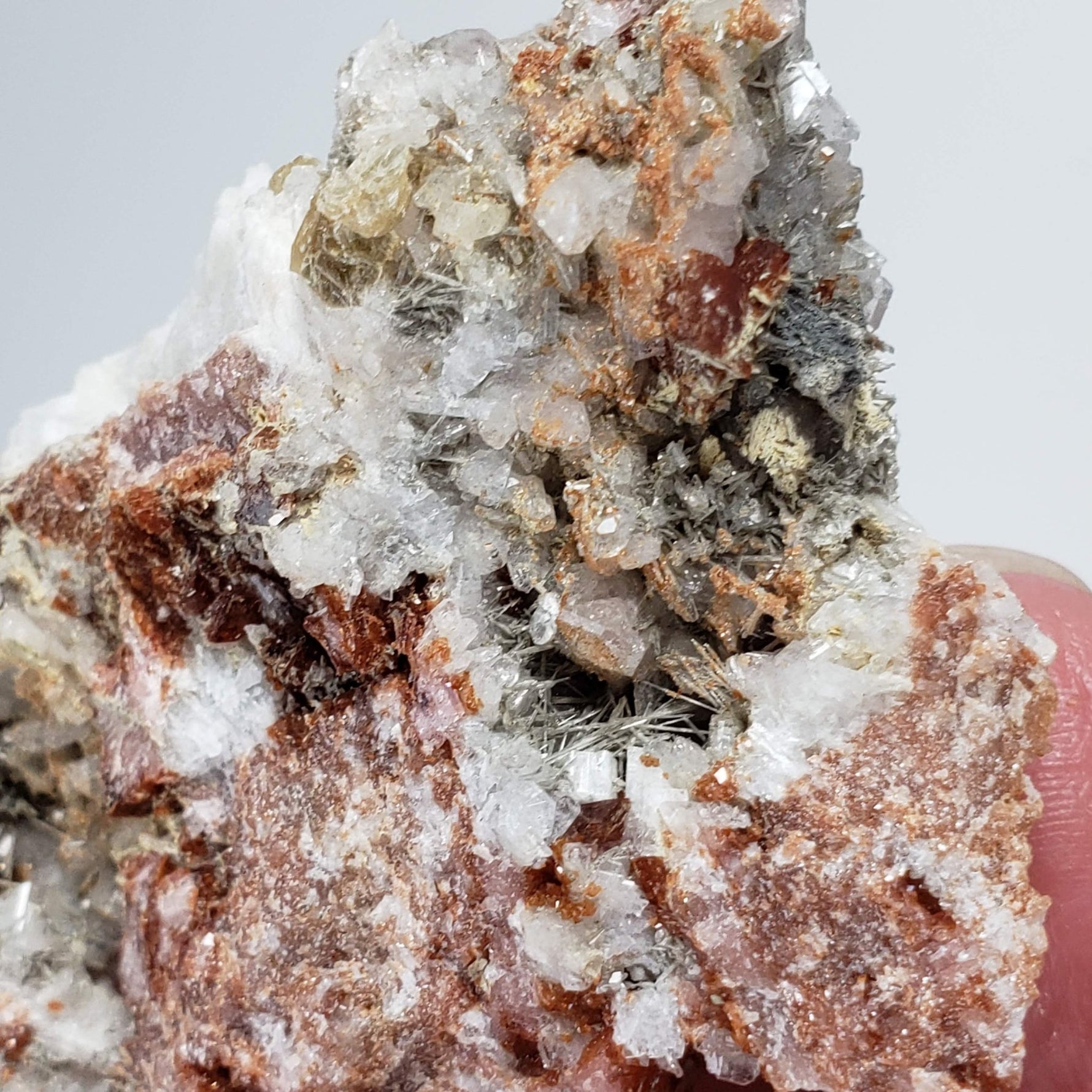  Rhodochrosite, Leifite and Elpidite on Albite Crystal | 41.5 grams | Mont Saint-Hilaire, Quebec, Canada 4