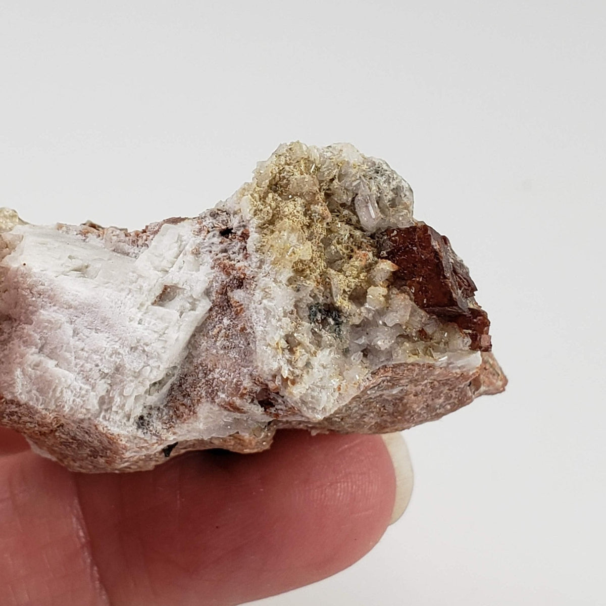  Rhodochrosite, Leifite and Elpidite on Albite Crystal | 41.5 grams | Mont Saint-Hilaire, Quebec, Canada 5