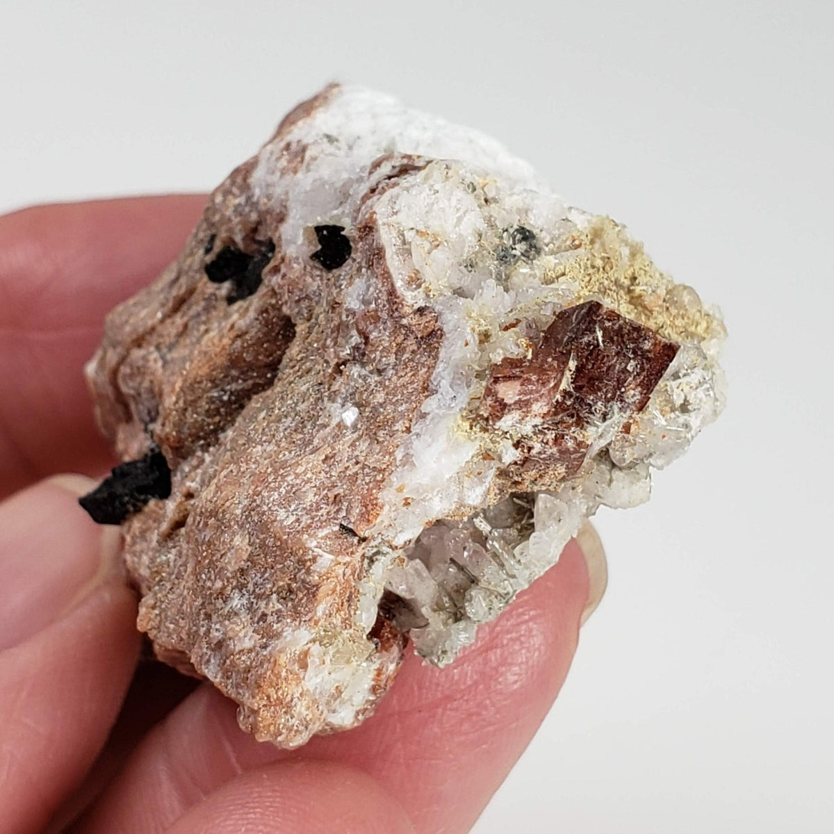  Rhodochrosite, Leifite and Elpidite on Albite Crystal | 41.5 grams | Mont Saint-Hilaire, Quebec, Canada 7