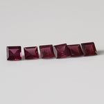  Rhodolite Garnet | 6 Piece Lot | Square Cut | Reddish Purple | 2.6tcw 4