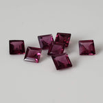 Rhodolite Garnet | 7 Piece Lot | Square Cut | Reddish Purple | 2.5tcw 1