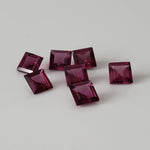 Rhodolite Garnet | 7 Piece Lot | Square Cut | Reddish Purple | 2.5tcw 2
