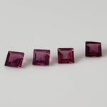 Rhodolite Garnet | 7 Piece Lot | Square Cut | Reddish Purple | 2.5tcw 4