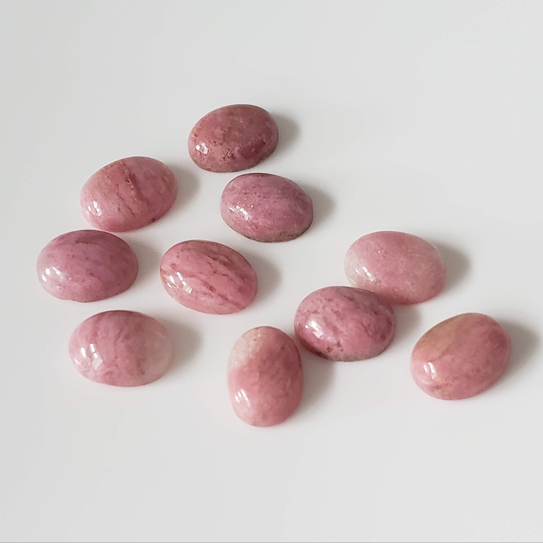  Rhodonite | 10 Piece Gemstone Lot | Oval Cabochon | Pink | 7.7-8.0x5.7-6.0mm 15.1tcw 