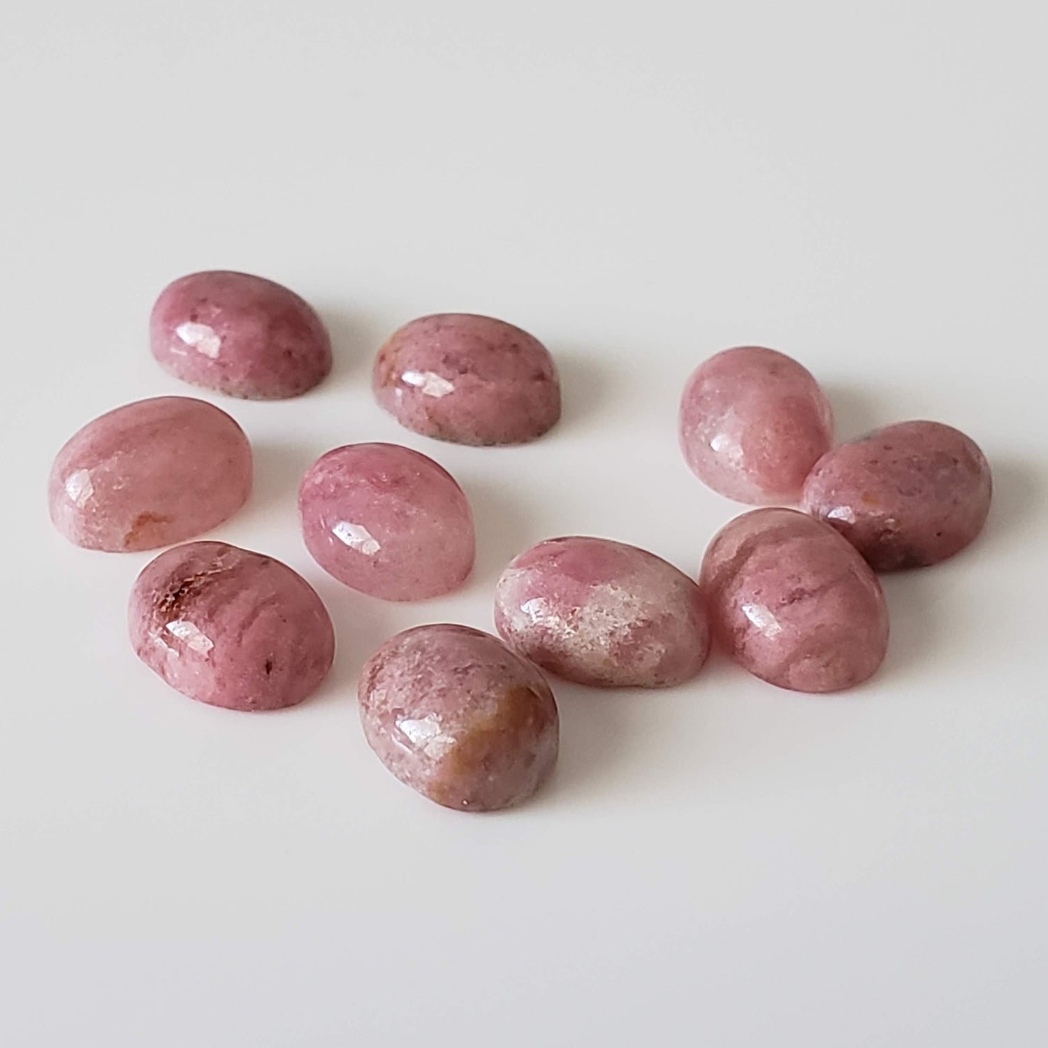  Rhodonite | 10 Piece Gemstone Lot | Oval Cabochon | Pink | 8x6mm 16.6tcw 