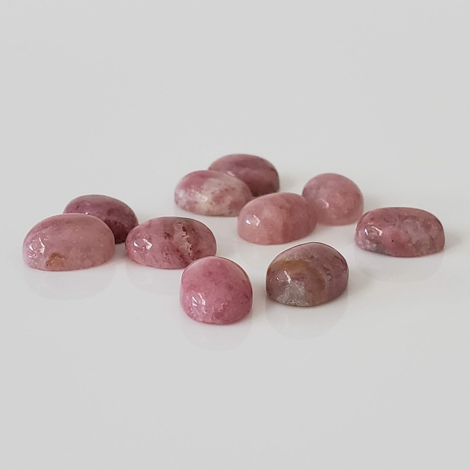  Rhodonite | 10 Piece Gemstone Lot | Oval Cabochon | Pink | 8x6mm 16.6tcw 1