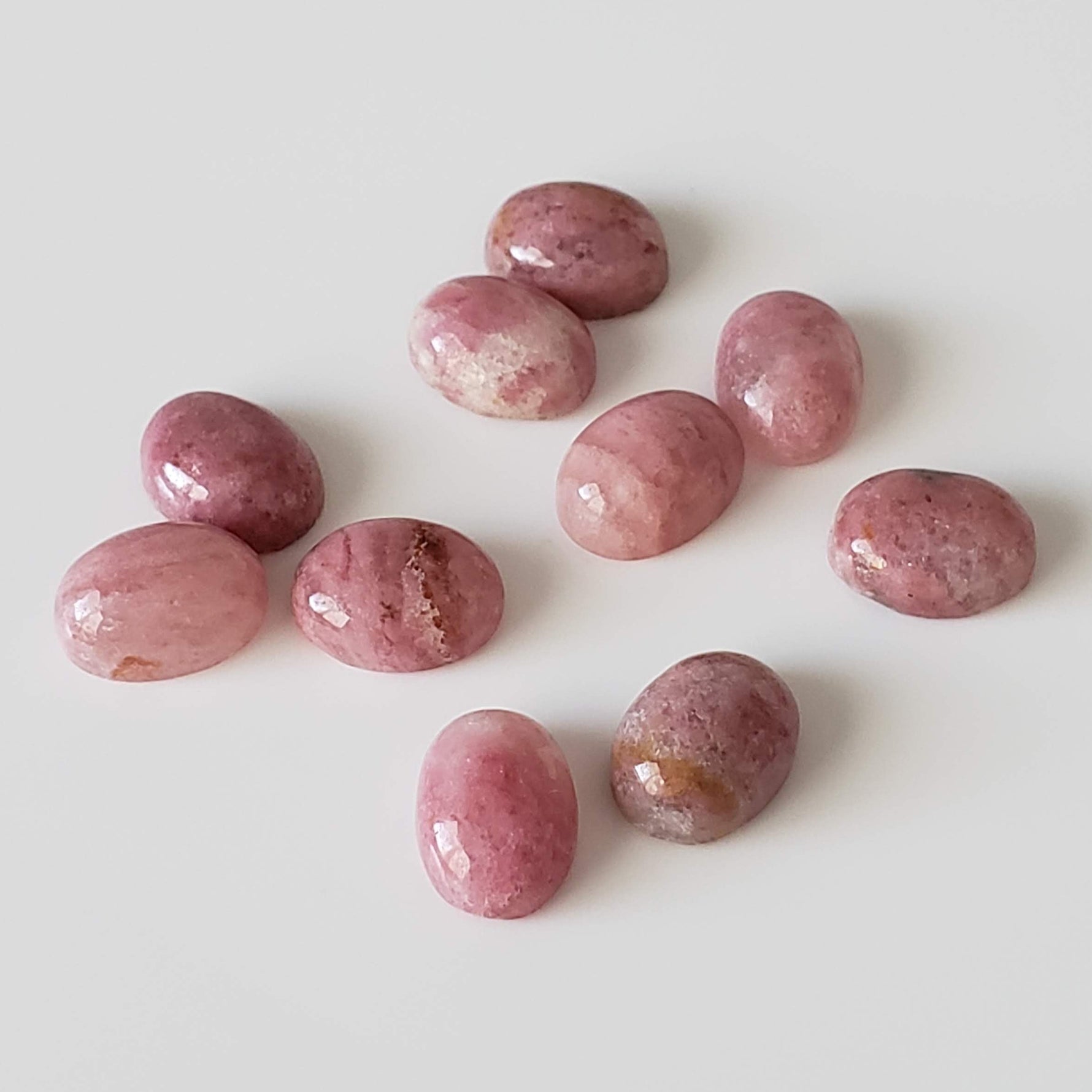  Rhodonite | 10 Piece Gemstone Lot | Oval Cabochon | Pink | 8x6mm 16.6tcw 2