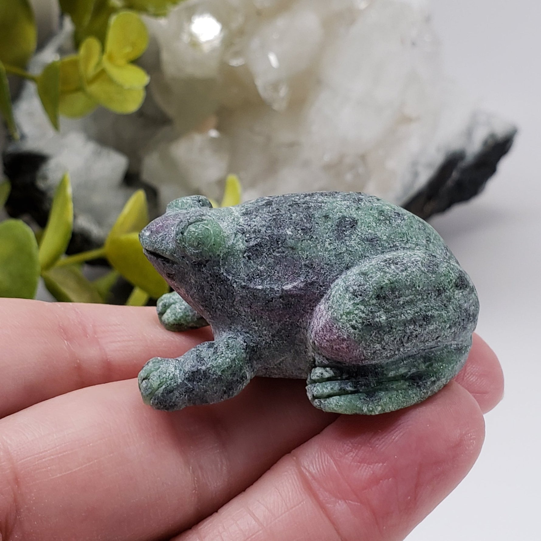  Rough Ruby Zoisite Frog Carving | Unheated, Natural, Fluorescent | 58 gr | Tanzania 1