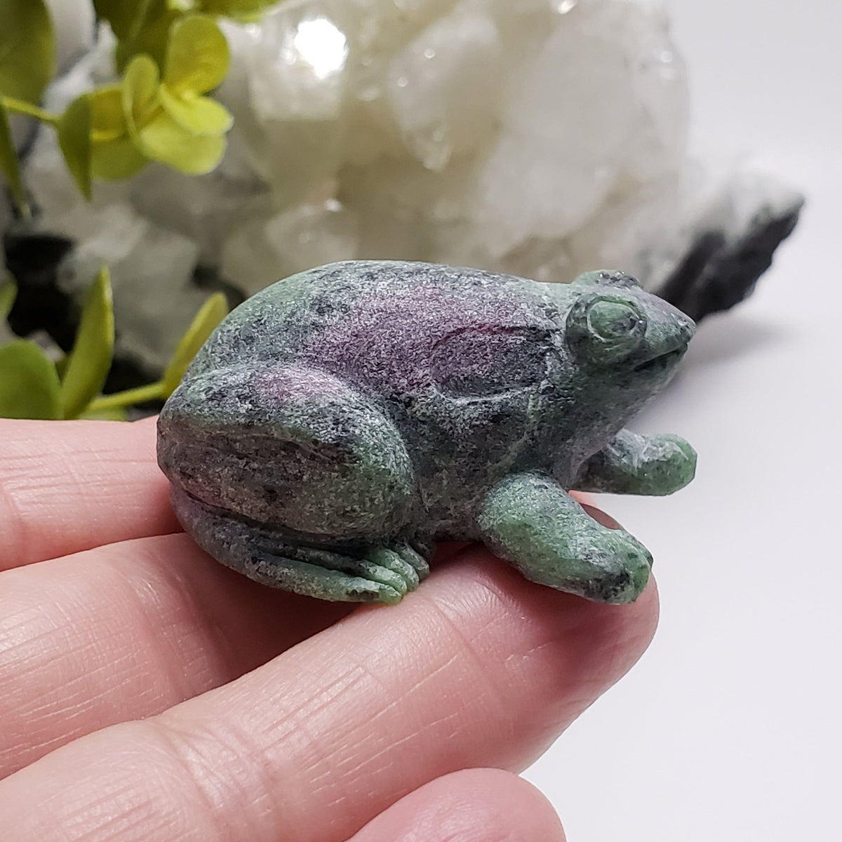  Rough Ruby Zoisite Frog Carving | Unheated, Natural, Fluorescent | 58 gr | Tanzania 