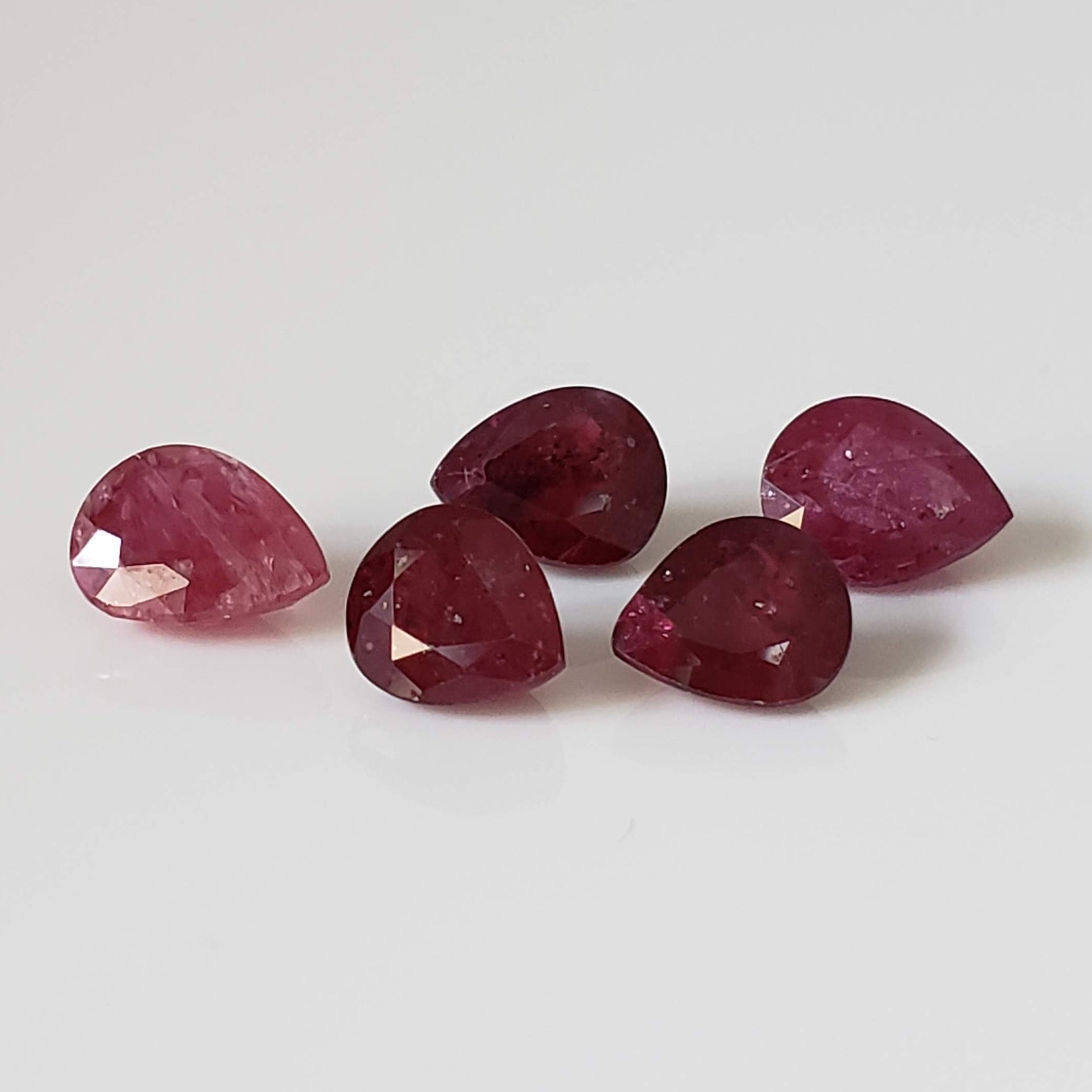  Ruby | 5 Piece Gemstone Lot | Pear Shape Cut | Red | 6.7x5.7-8x6mm 6.7tcw 