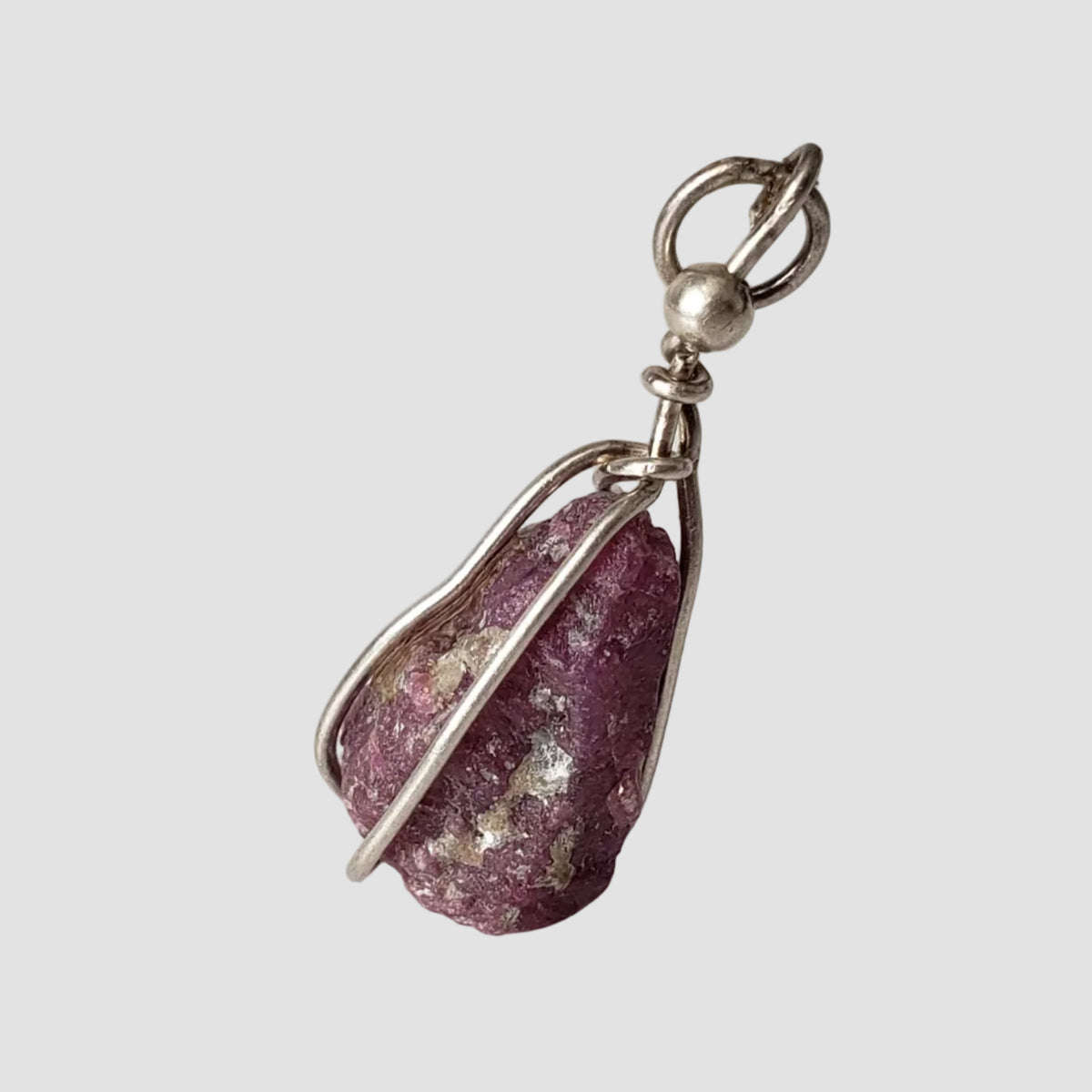  Ruby Pendant | 925 Silver Wire Wrapped Pendant | Natural Raw Ruby 