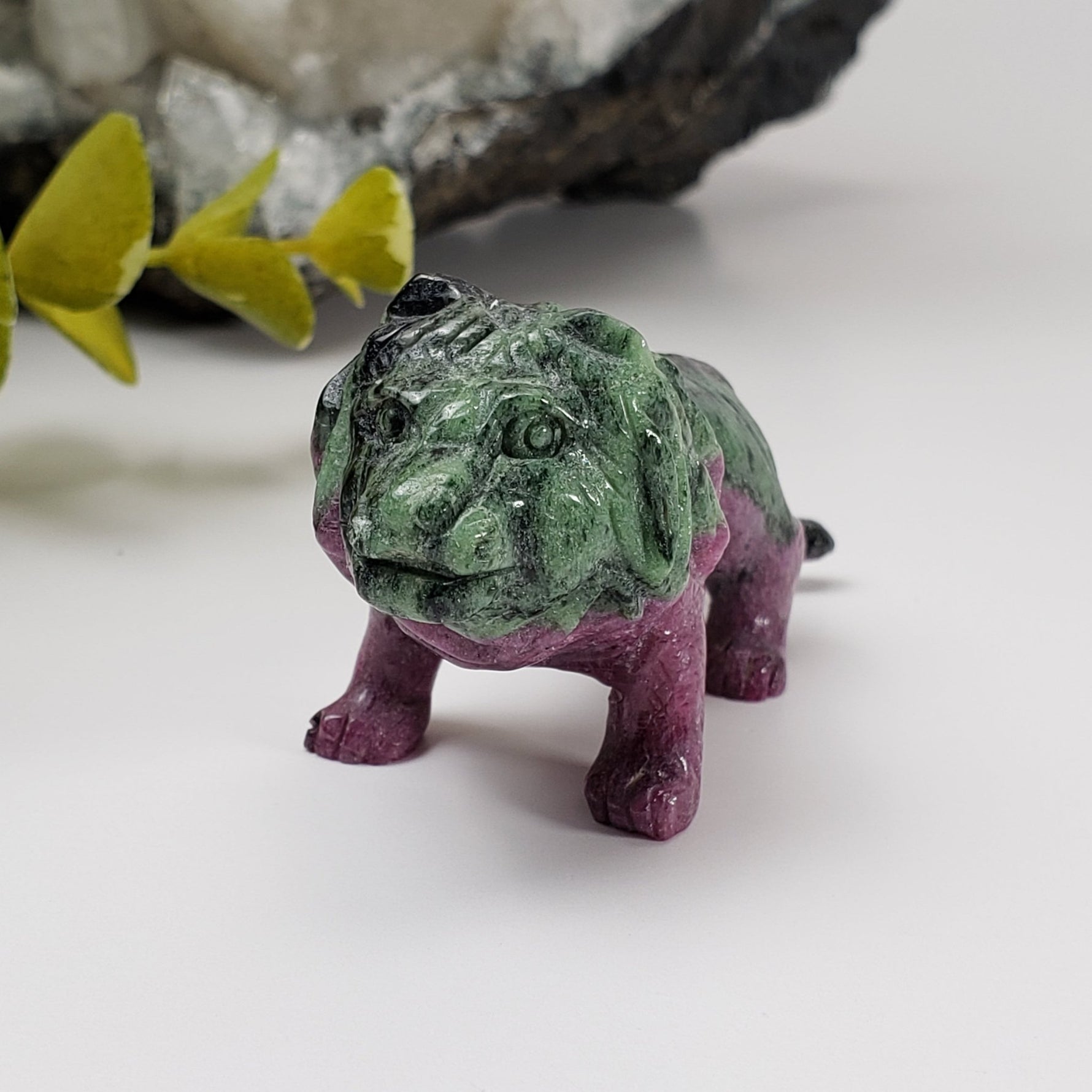  Ruby Zoisite Lion Carving | Unheated, Natural, Fluorescent | 56 gr | Tanzania 1