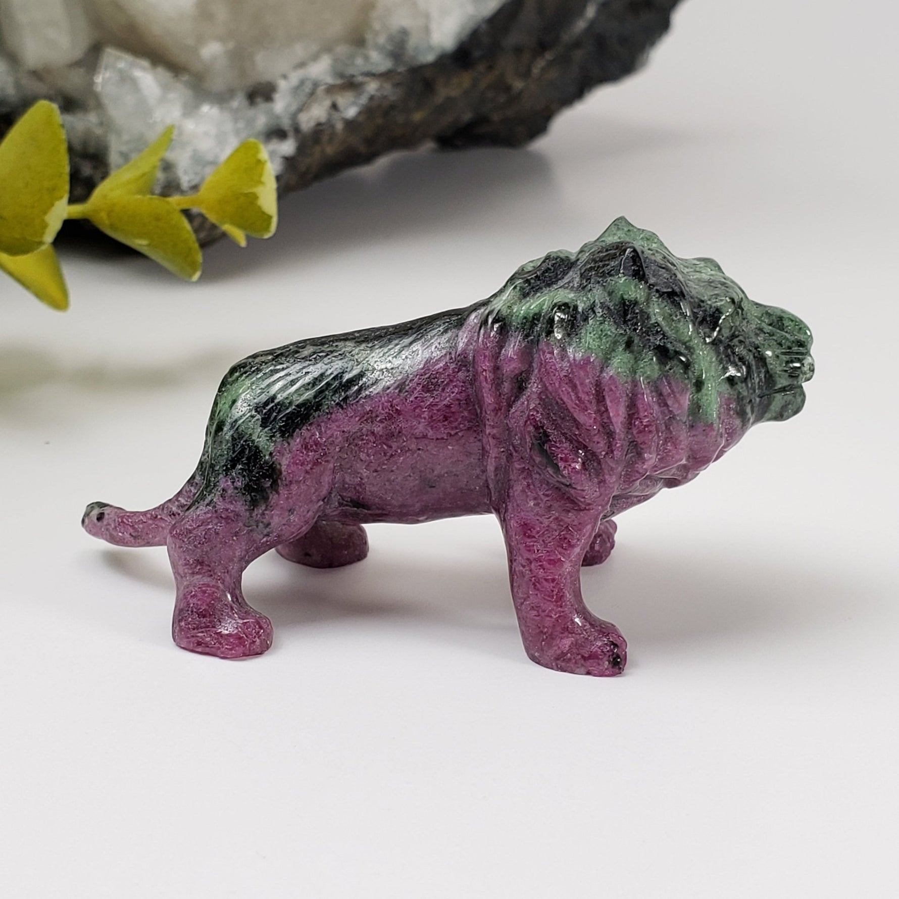  Ruby Zoisite Lion Carving | Unheated, Natural, Fluorescent | 56 gr | Tanzania 2