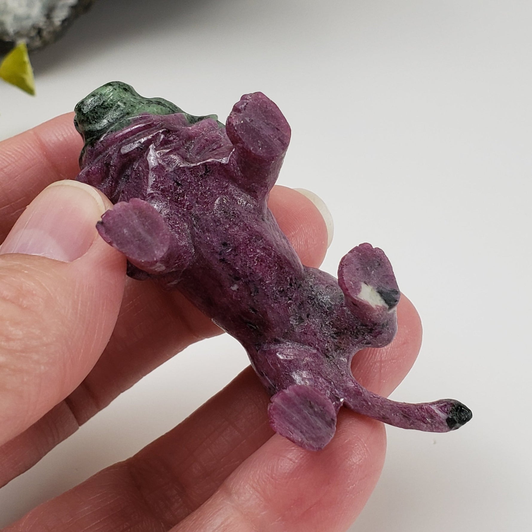  Ruby Zoisite Lion Carving | Unheated, Natural, Fluorescent | 56 gr | Tanzania 6