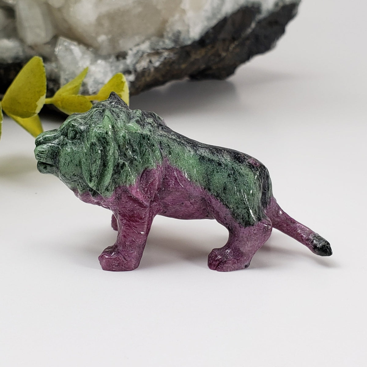  Ruby Zoisite Lion Carving | Unheated, Natural, Fluorescent | 56 gr | Tanzania 