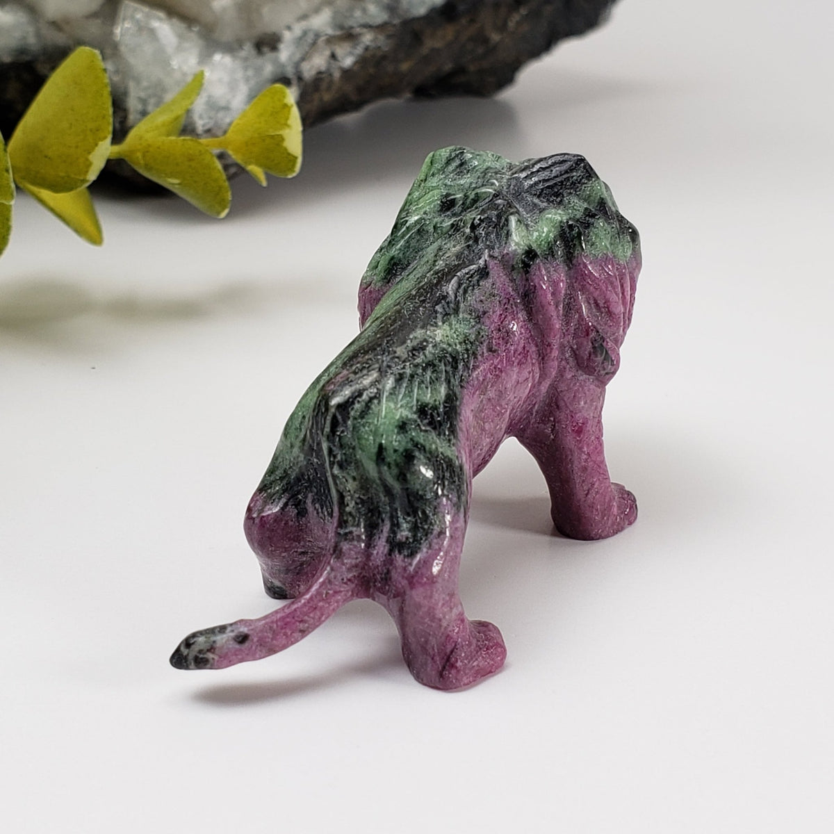  Ruby Zoisite Lion Carving | Unheated, Natural, Fluorescent | 56 gr | Tanzania 3