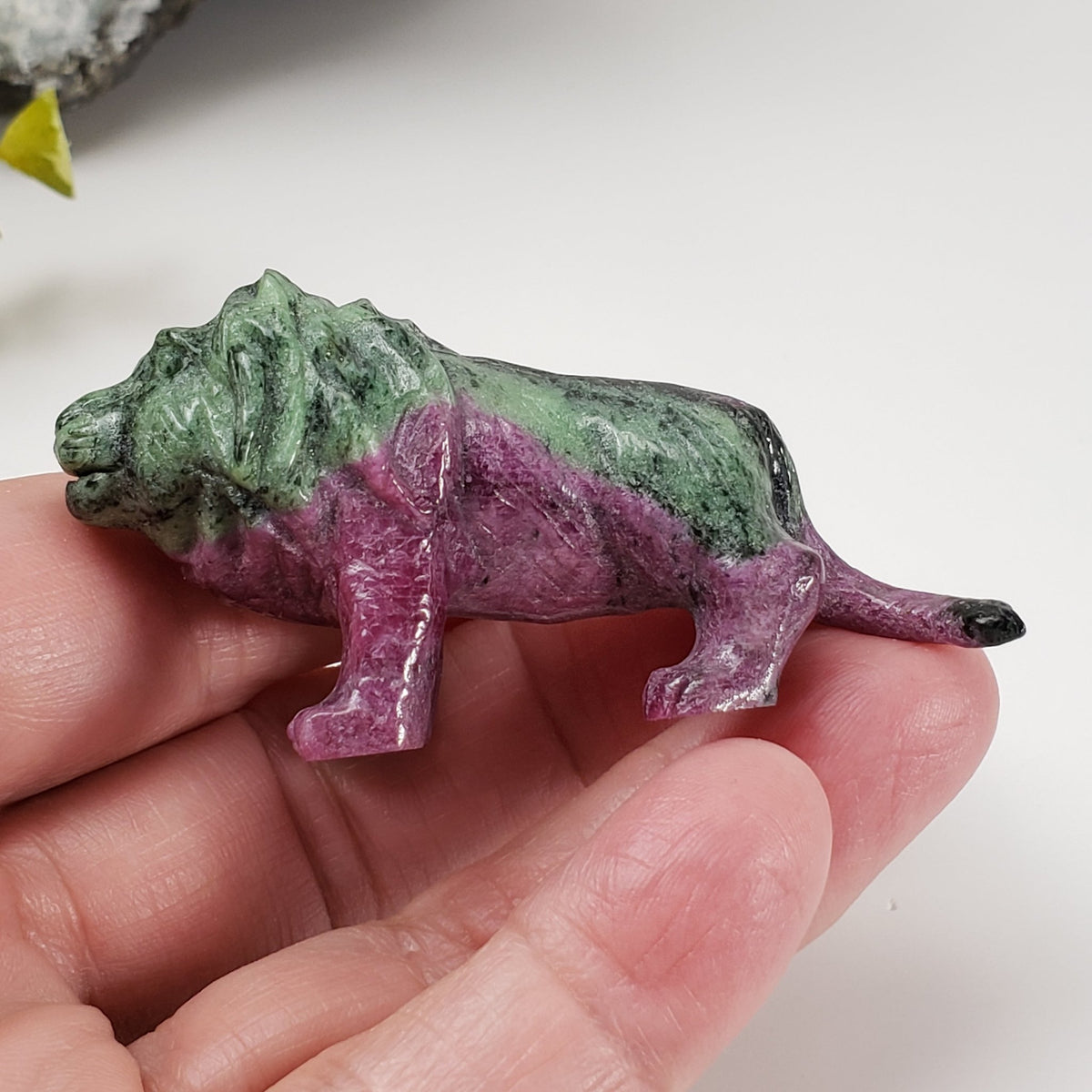  Ruby Zoisite Lion Carving | Unheated, Natural, Fluorescent | 56 gr | Tanzania 4