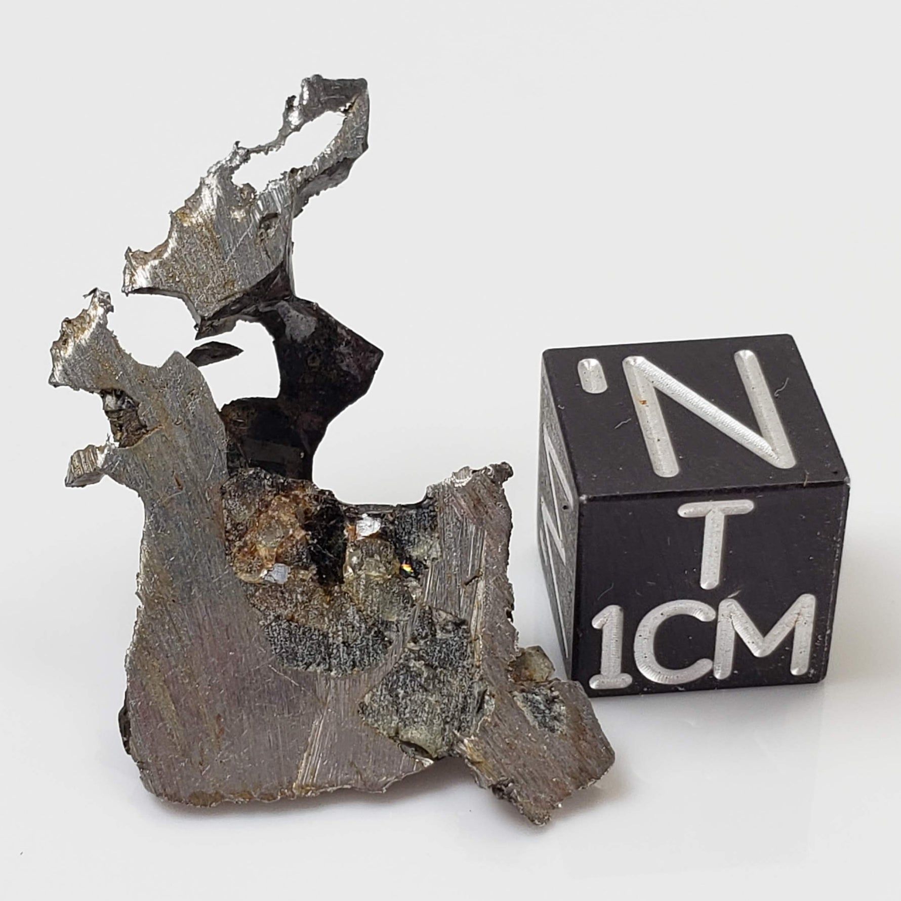  Seymchan Meteorite | 3.87 gr | Part Slice | Olivine Crystals | Pallasite PMG | Russia 