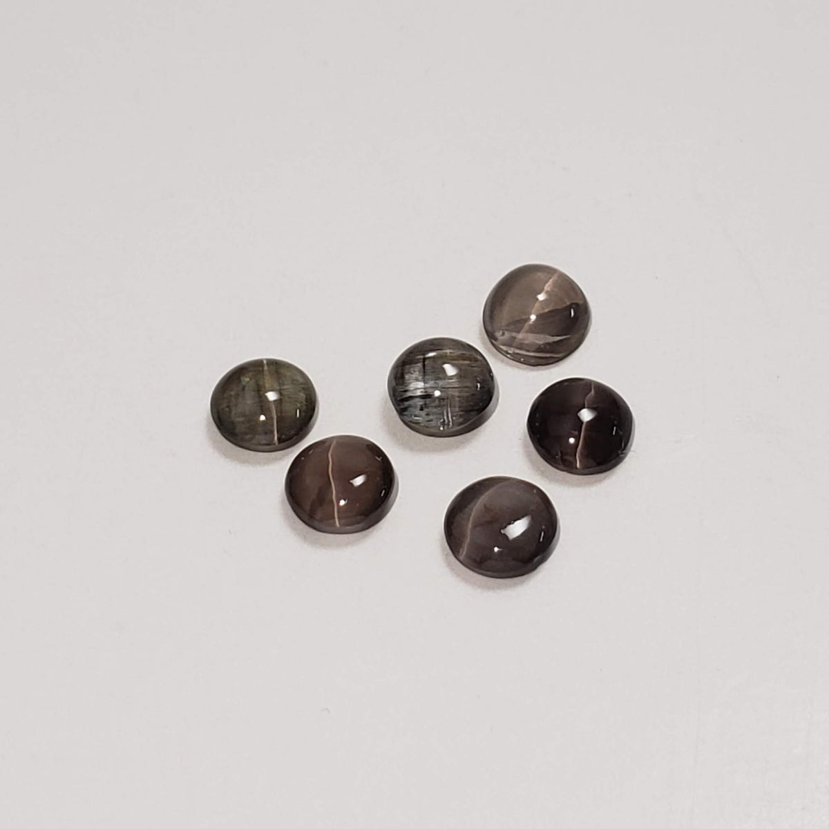  Sillimanite Cats Eye | 6 Piece Lot | Round Cabochon | Titanium | 5.7-6mm 5.2tcw 