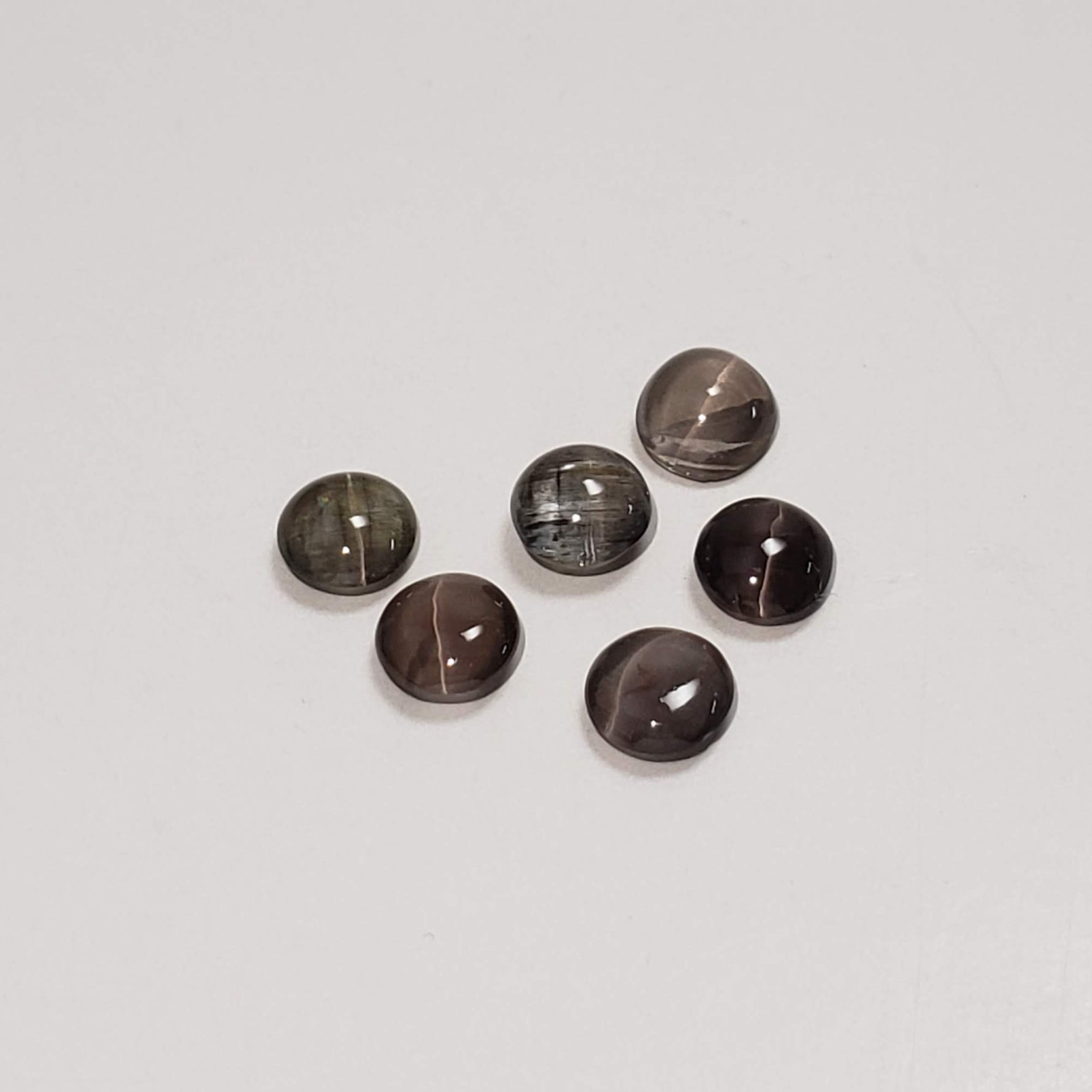  Sillimanite Cats Eye | 6 Piece Lot | Round Cabochon | Titanium | 5.7-6mm 5.2tcw 