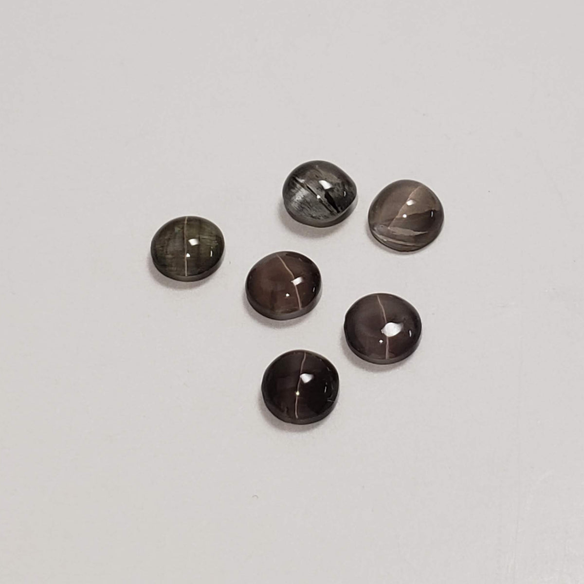  Sillimanite Cats Eye | 6 Piece Lot | Round Cabochon | Titanium | 5.7-6mm 5.2tcw 1