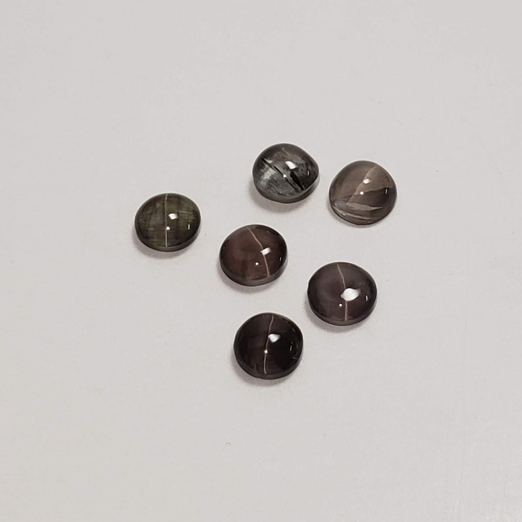  Sillimanite Cats Eye | 6 Piece Lot | Round Cabochon | Titanium | 5.7-6mm 5.2tcw 1