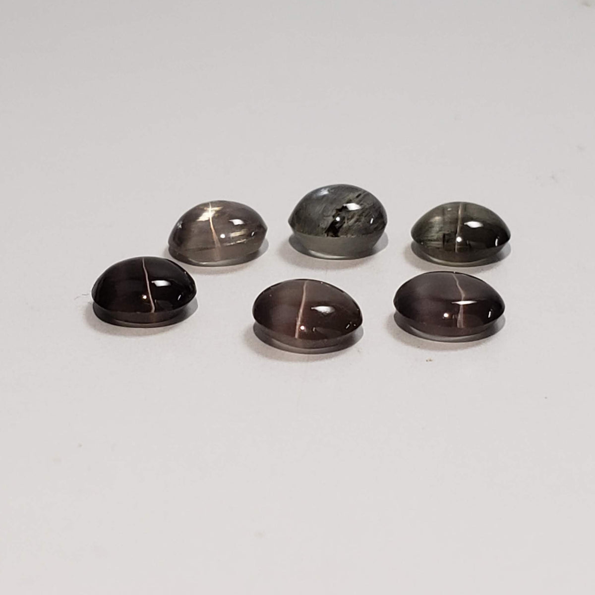  Sillimanite Cats Eye | 6 Piece Lot | Round Cabochon | Titanium | 5.7-6mm 5.2tcw 2