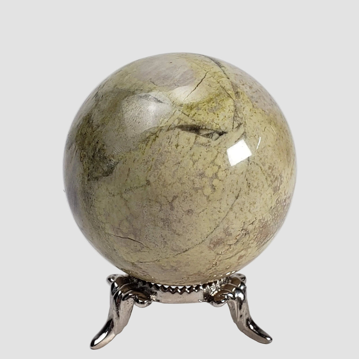 Silver Lace Agate Sphere | Green Gray Brown | 50 mm, 2 in | 198.95 grams 1